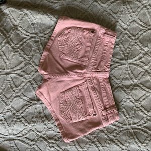 Pink denim shorts